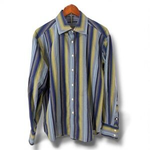 Robert Graham Button Down Shirt Men's XL Striped Dress Shirt Classic Y2K Multi